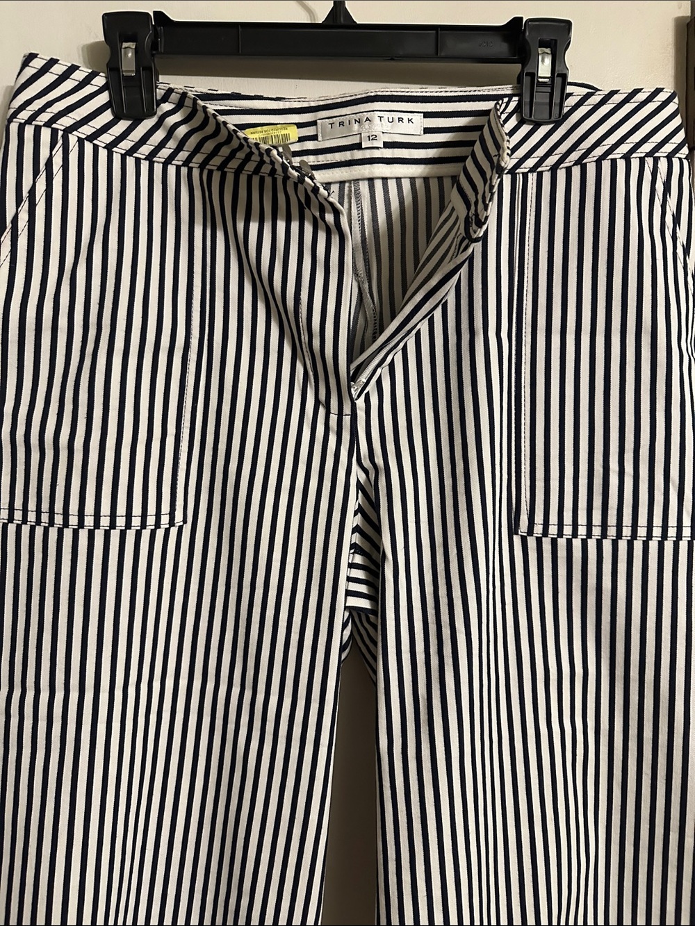 Trina Turk Black & White Striped wide leg capri  Pants